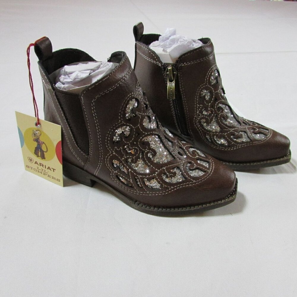 Ariat Lil' Stompers Toddler Amy Dixon Zip Ankle Boots - Brown